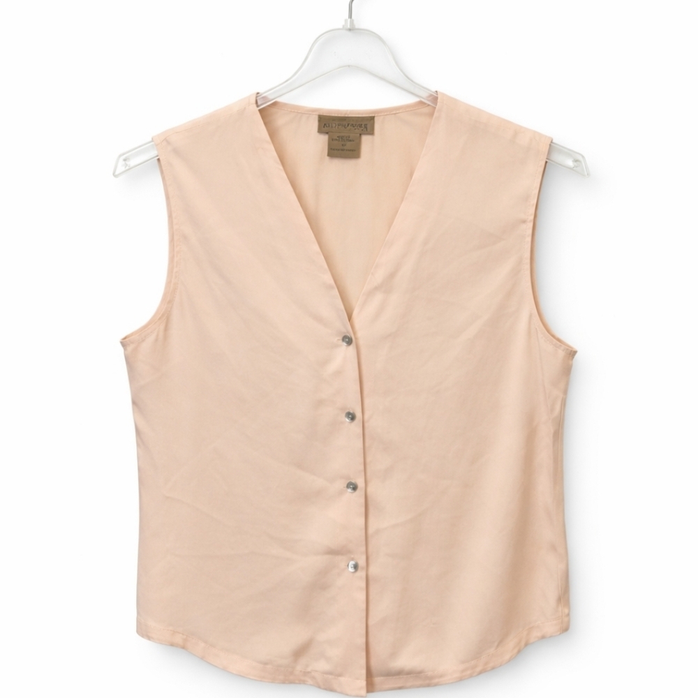 Signature Expressions Pale Pink 100% Silk Sleeveless Blouse Sz 14